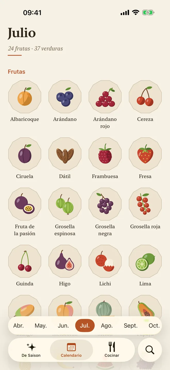 El calendario: las frutas de temporada en julio
