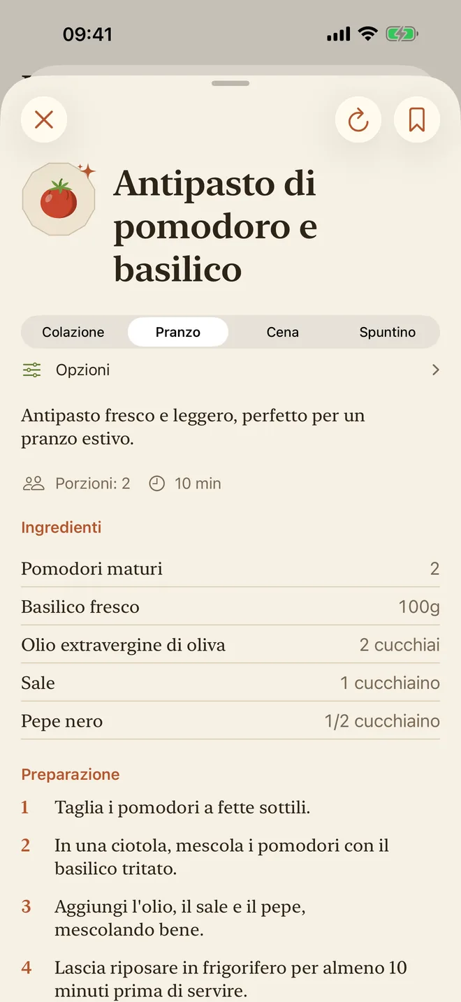 Una ricetta al pomodoro, con ingredienti e preparazione