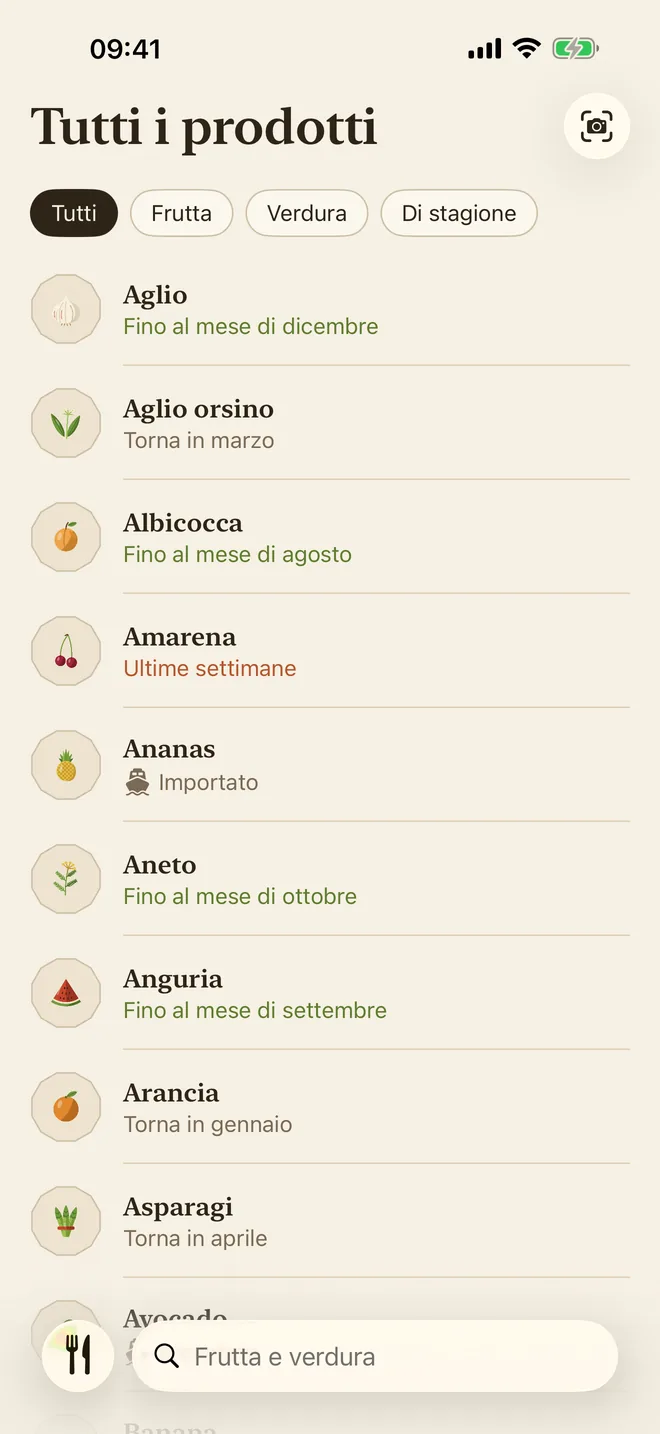 L’elenco di tutti i prodotti, con filtri e ricerca