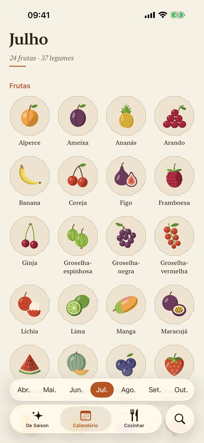 O calendário: a fruta da época em julho