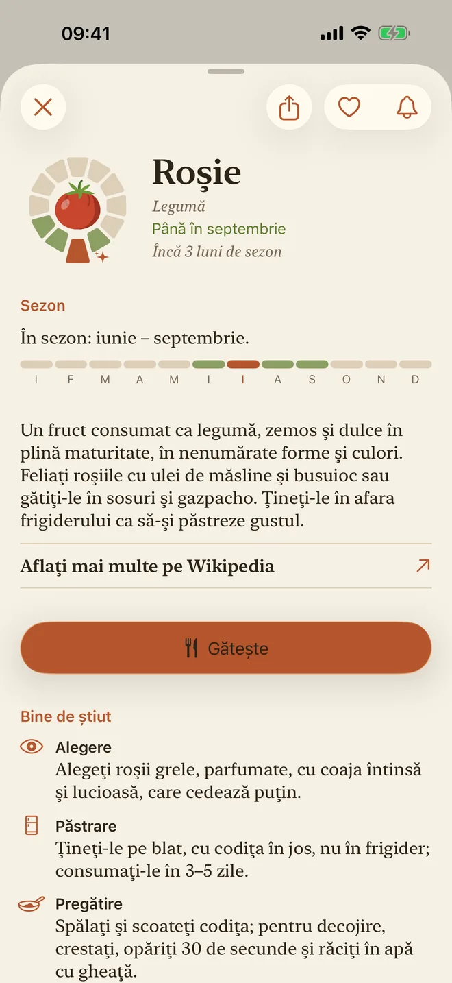 Pagina unei roșii, cu sezonul și descrierea ei